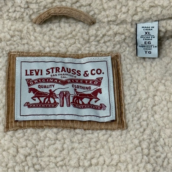 Levi’s Trucker Corduroy Sherpa Lined Jacket Men’s XL Western Cowboy 90s Y2K Tan - Picture 10 of 11